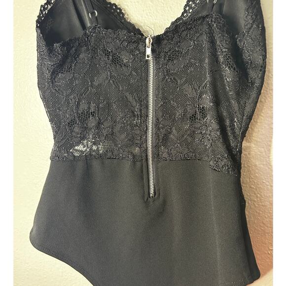 Faded Rose Women Small Black Lace Bodysuit Padded Cut Out Streetwear Party 1 PC - Picture 8 of 8
